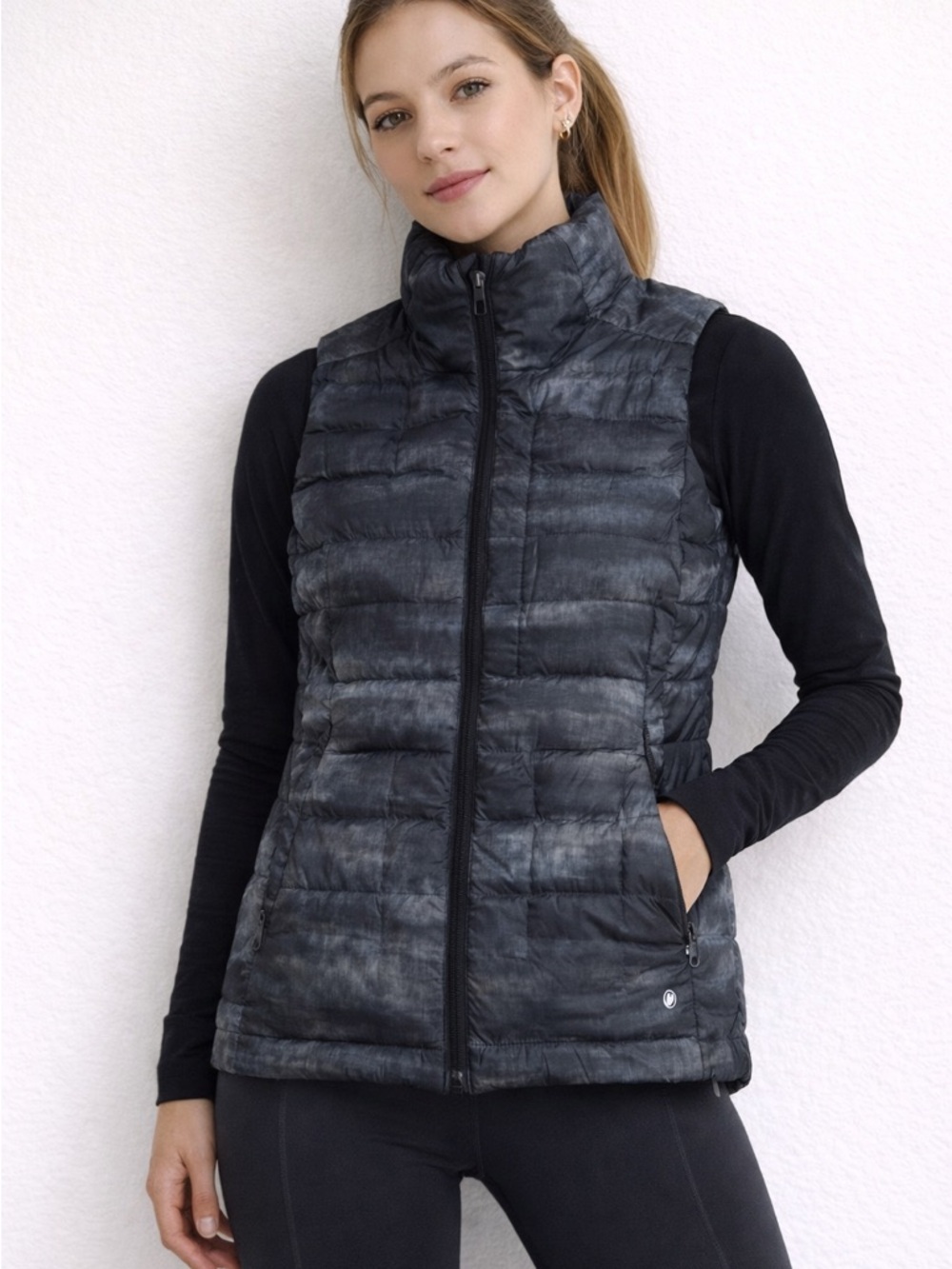 Lululemon Pack It Down Vest Black Gray Print Size S Lightweight Puffer